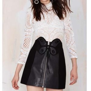 NASTY GAL Leather Butterfly Mini Skirt NWT XS